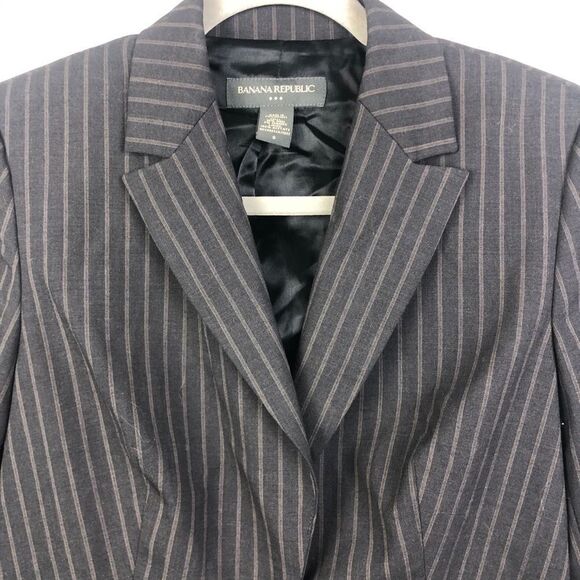 BANANA REPUBLIC | Wool Blend Pinstripe Blazer Gray - Picture 2 of 8